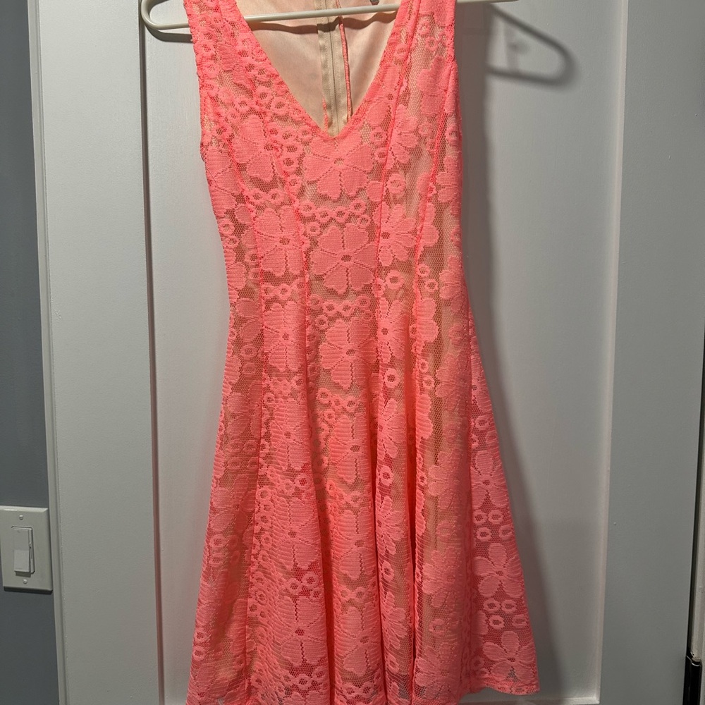 Charlotte Russe Coral Lace Backless Dress